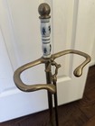 Vintage Italian Style Brass Footed Fireplace Tool Stand With Small Broom