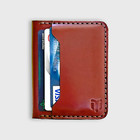 Mens Slim Handmade Genuine Leather Rfid Blocking Card Holder - Burgundy Wallet