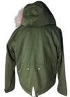 A k Jacket Parka Women   s Size L Green Pink Removable Faux Fur Lining   Hood