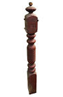 Large Antique Turned Oak Wood Stairs Newel Post Sun Design 57 X 6 X 6   