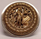Large 1 3 4  Antique Victorian Pierced Metal Picture Button  king Arthur 