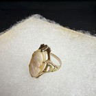 10k Yellow Gold Shell Cameo Portrait Ring Oval Cream Beauty Theme Sz 5
