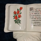 Vintage Ceramic Open Bible Planter Lord s Prayer Red Roses Happy Birthday Mom