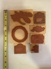  Rubber Stamp Lot     7 Christmas Holiday Wood Mounted Stamps     Merry Christmas  T