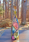 Hand Painted Faux Stained Glass Wine Bottle Lamp W fairy Lights-unique Decor