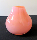 Antique Cased Blown Art Glass Peach Opalescent Squat Vase Exc Condition
