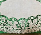 Antique Needlelace Griffons Bobbin Lace Figural Winged Birds Scalloped Oval Piec