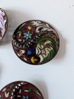 Set Of Four Antique Hand-painted French Cloisonne Reticulated Brass Buttons