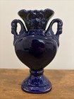 Elegant Cobalt Blue Vase Rose With Double Handles