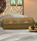Indian Long Round Pillow Yoga Bolster Massage Beige Cylinder Silk Cushion Cover