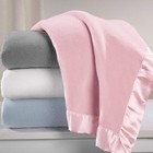 30x40 Inch Blue Fleece Baby Blanket With Satin Trim Soft Warm