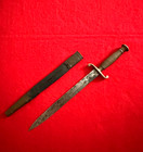 Very Rare Authentic Antique Mid 1800 British Navy Dagger Etched Blade W sheath