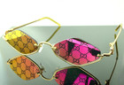 Gucci Gg1604s 004 Gold With Pink Mirror Logo Lens Geometric Unisex Sunglasses