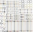 150pcs Body Piercing Jewelry Lot 14g 16g 20g Stainless  Assorted Styles New