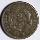 1864 Two Cent Piece Au E210 Yamu