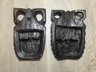 2 Vintage African Tribal Ebony Wood Hand Carved Masks 1950s