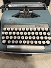 Vintage Smith-corona Sterling Portable Typewriter   Teal   W  Case   1950s