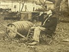Antique Breweriana Real Photo 3 Men Keg Barrel Beer Moonshine Drink Pull Cart