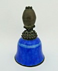 19th Century Chinese Mandarin Qing Blue Enamel Bell   Bronze Bead Hat Rank Badge