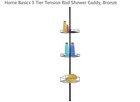 Home Basics 3 Tier Tension Rod Shower Caddy Bronze Bathroom Organizer