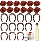 24 Pcs Mini Cowboy Hats And Mini Horseshoes - Tiny Cowboy Hats For Crafts