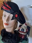  Vintage 1930s Tilt Hat French Fashion Felt   Unique Trim an Evelyn Design