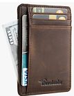 Travelambo Slim Leather Wallet Rfid Blocking Minimalist Front Pocket Design