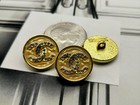 4pcs Stamped Chanel Cc  Gold Clear Rhinestone  Round Button 18