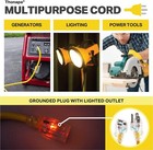 75 Ft Lighted Outdoor Extension Cord - 10 3 Yellow 10 Gauge Cable -3 Prong Plug