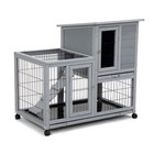 Detachable Rabbit Hutch With Removable Tray And Rolling Casters  Gray white