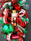Nutcracker Swag Christmas Wreath  Xl Red Green Christmas Swag Wreath Door Decor 