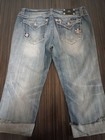 Miss Me Women   s Blue Denim Skinny Capri Jeans Embellished Cuffed 5-pocket