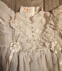 Vintage Handmade Christening Baptism Gown Dress  Edwardian Lace Cotton Gauzey   