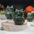 Green Jade Owl Crystal Figurine Spiritual Wisdom Decor Gift Nature Theme Display