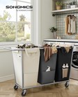 Laundry Basket With Wheels  3-section Laundry Sorter  76 6 Gallons  290 L 