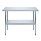 18  X 48  Stainless Steel Work Table With Galvanized Undershelf