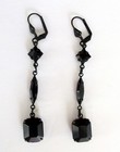Pair Of Vintage Faceted Black Glass Earrings gothic shabby Chic