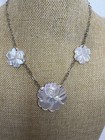 Lee Sands Vintage Mother Of Pearl Shell Flower Pendant Necklace