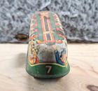 Antique Vintage Litho Tin Green Party Bus Wind Up Toy West Germany Coaster 1950s