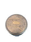 Vintage Art Deco Glass Vanity Powder Jar With Brass Lid Raised  Tulip Flower