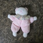 Kids Gifts Rattle White Bear Plush Baby 6  Pink Polka Dot Outfit Collar
