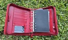 Franklin Covey Red Calfskin Leather Compact Binder Planner Organizer Zip 6 Ring