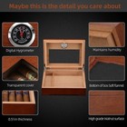 Cigar Humidor Cedar Wood Humidor Cigar Box Glass Top Desktop Humidor Hold 25-30