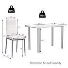 5 Pcs Dining Table     4 Cushioned Chairs Set Tempered Glass Top Kitchen Breakfast