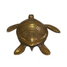4  Antiqued Solid Brass Sea Turtle Paperweight  Sea Turtle Figurine