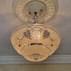 478a Antique Vintage Art Deco Glass Shade Ceiling Light Fixture Chandelier