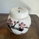 Vintage Ardco Ginger Jar 5 5 Inch Lid Asian Black Red Cherry Blossom Japan Euc