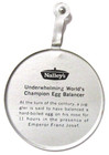 Nalley s I Am Underwhelmed Champion Egg Balancer 2  Tin Litho Tab Button Sp1