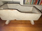 Antique Primitive Dated 1873 Handmade Wooden Baby Cradle Painted Pale Blue