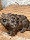 Sugi Cryptomeria Carved Wood Frog Toad Japan 5 x4  Lucky Frog